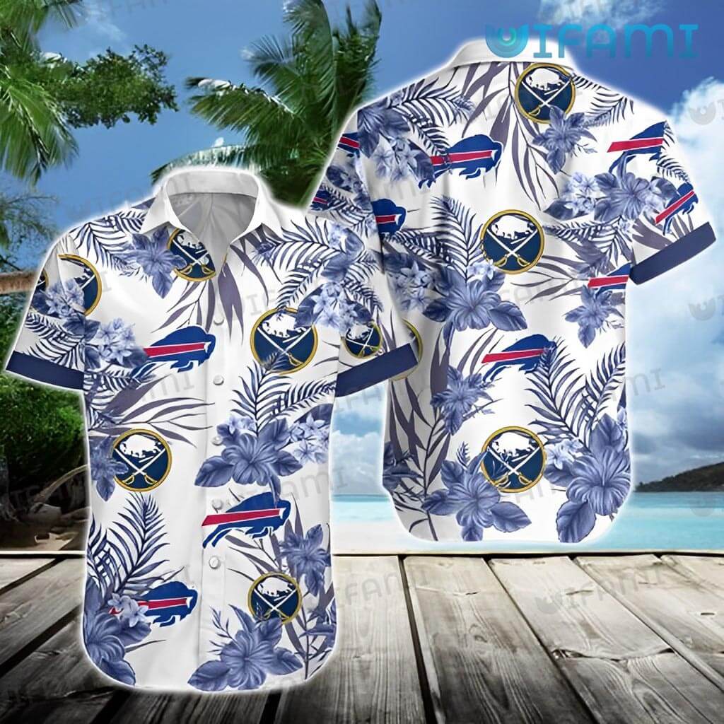 Buffalo Bills Hawaiian Shirt Buffalo Sabres Hibiscus Palm Leaves Buffalo Bills Gift