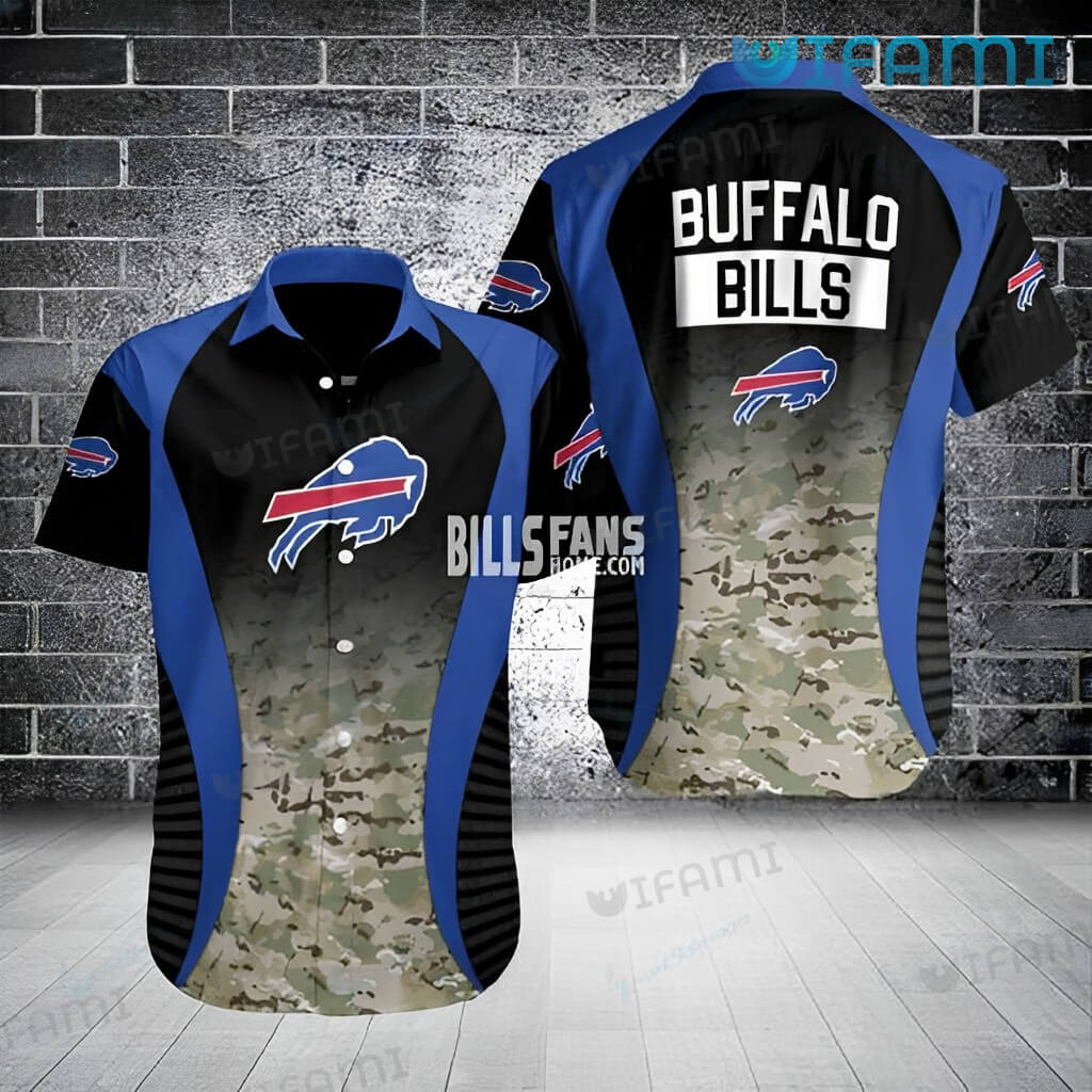 Buffalo Bills Hawaiian Shirt Camouflage Black Blue Buffalo Bills Gift
