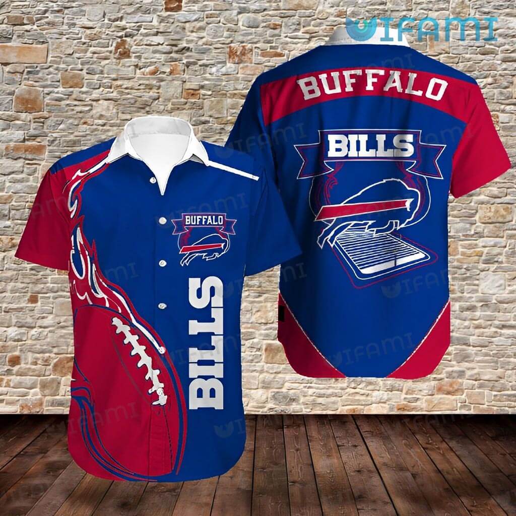 Buffalo Bills Hawaiian Shirt Football Fire Blue Red Buffalo Bills Gift