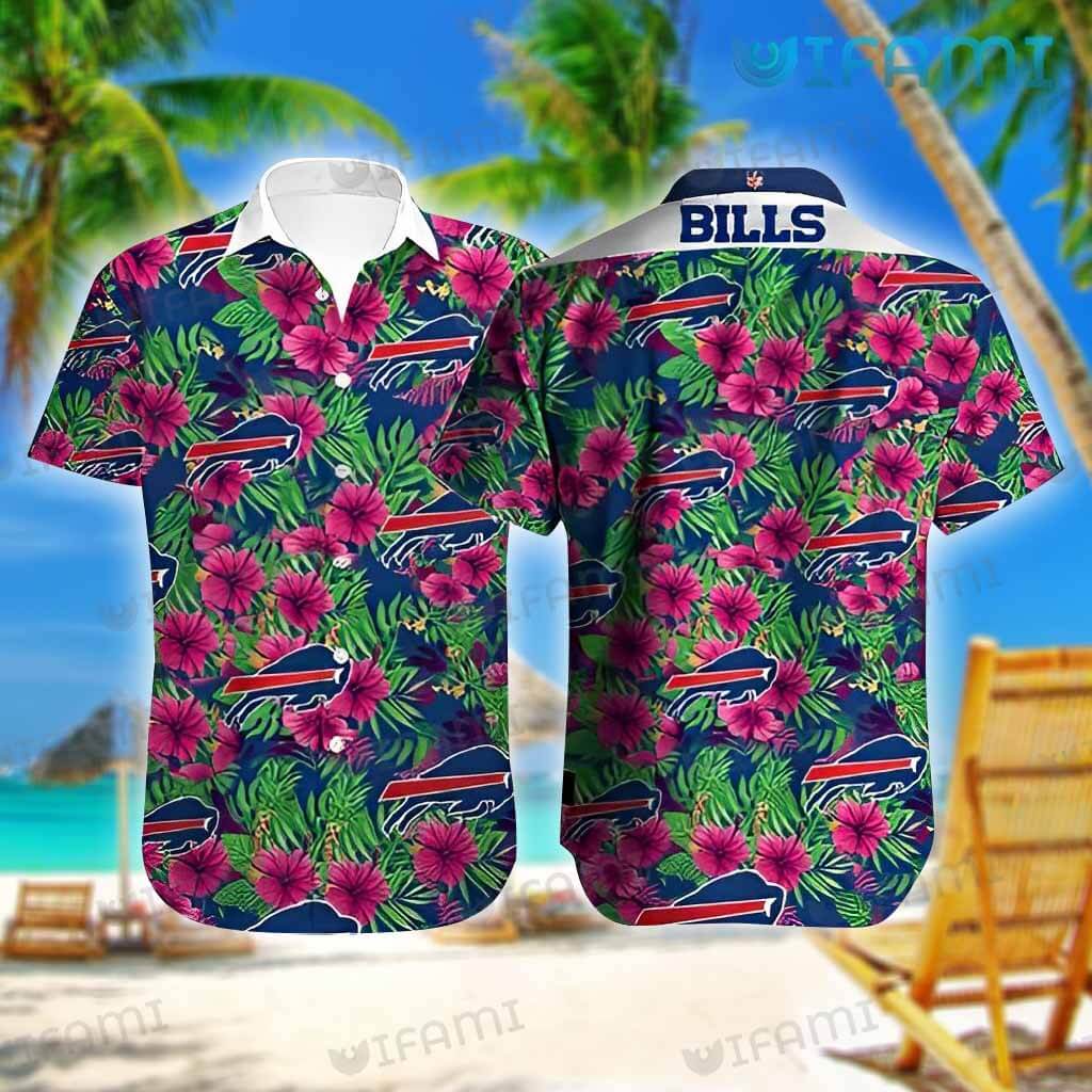 Buffalo Bills Hawaiian Shirt Hibiscus Pattern Pink Blue Buffalo Bills Gift