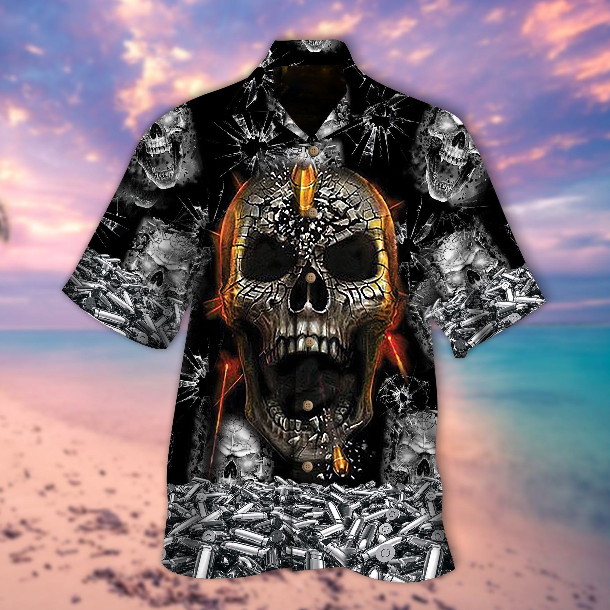 Bullet Skull Hawaiian Shirt