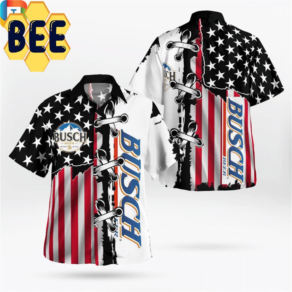 Busch Beer American Flag Hawaiian Shirt-1