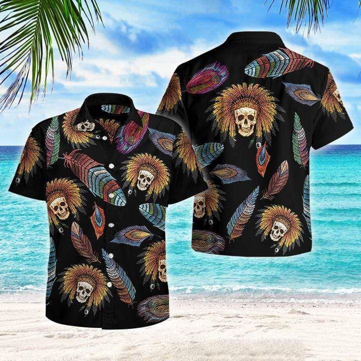 Buy Naive Skull Embroidery Aloha Hawaiian Shirts-1