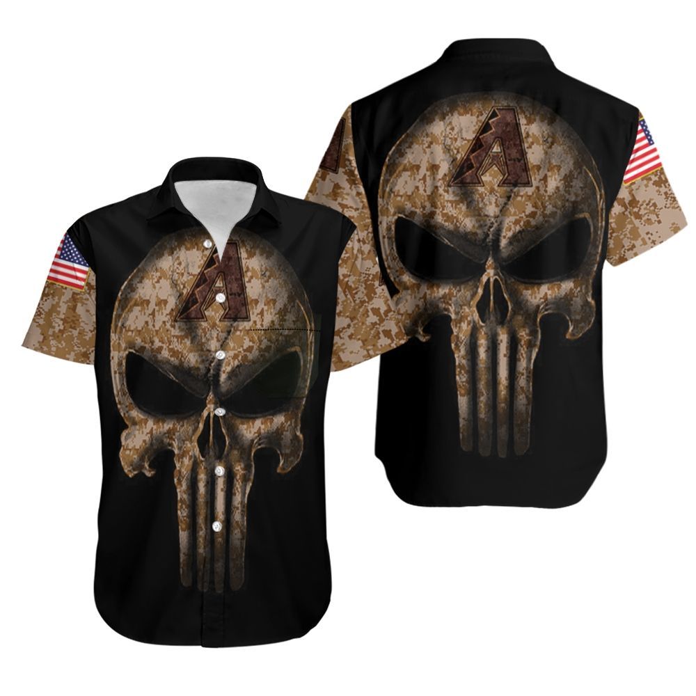 Camouflage Skull Arizona Diamondbacks American Flag Hawaiian Shirt