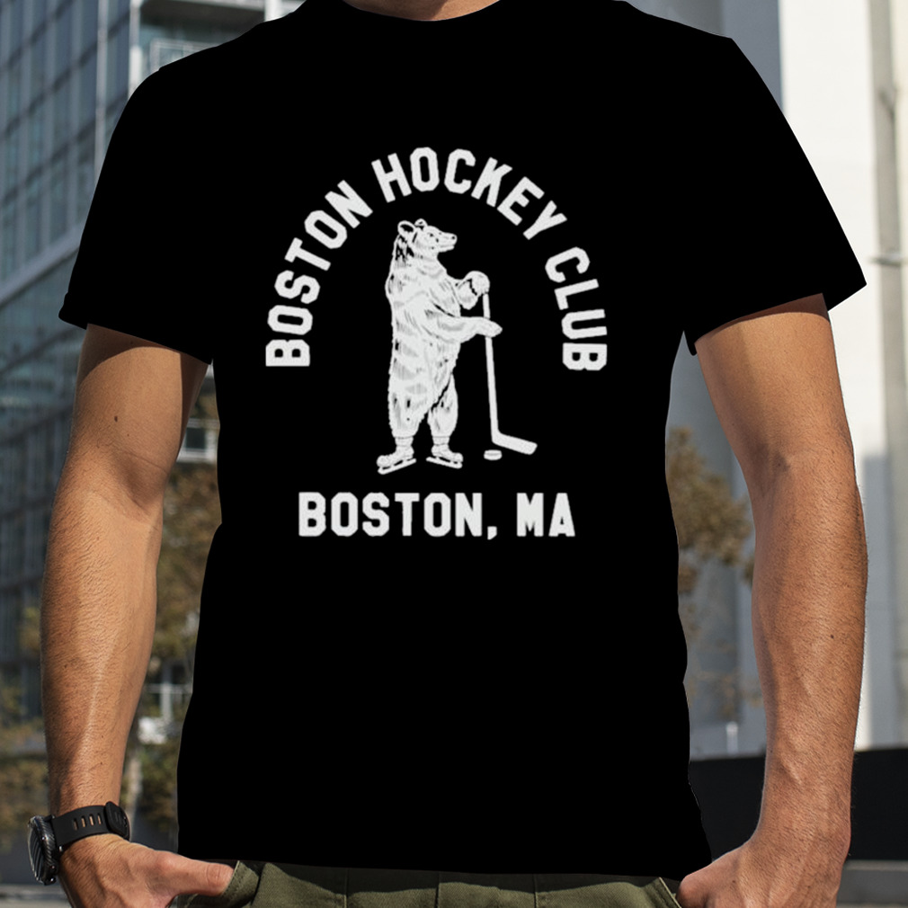 Charlie wearing boston hockey club boston ma shirt