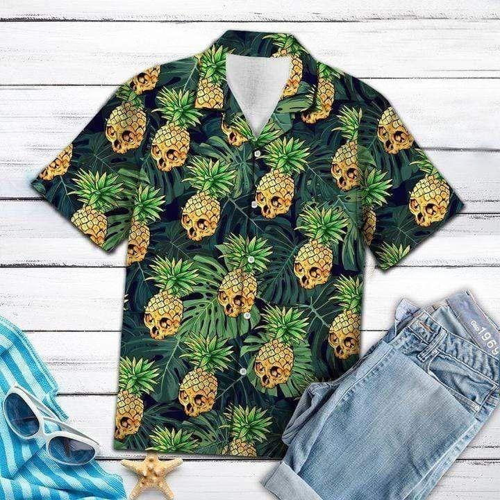 Check Out This Awesome Pineapple Skull Summer Vibe Tropical Hawaiian Shirts