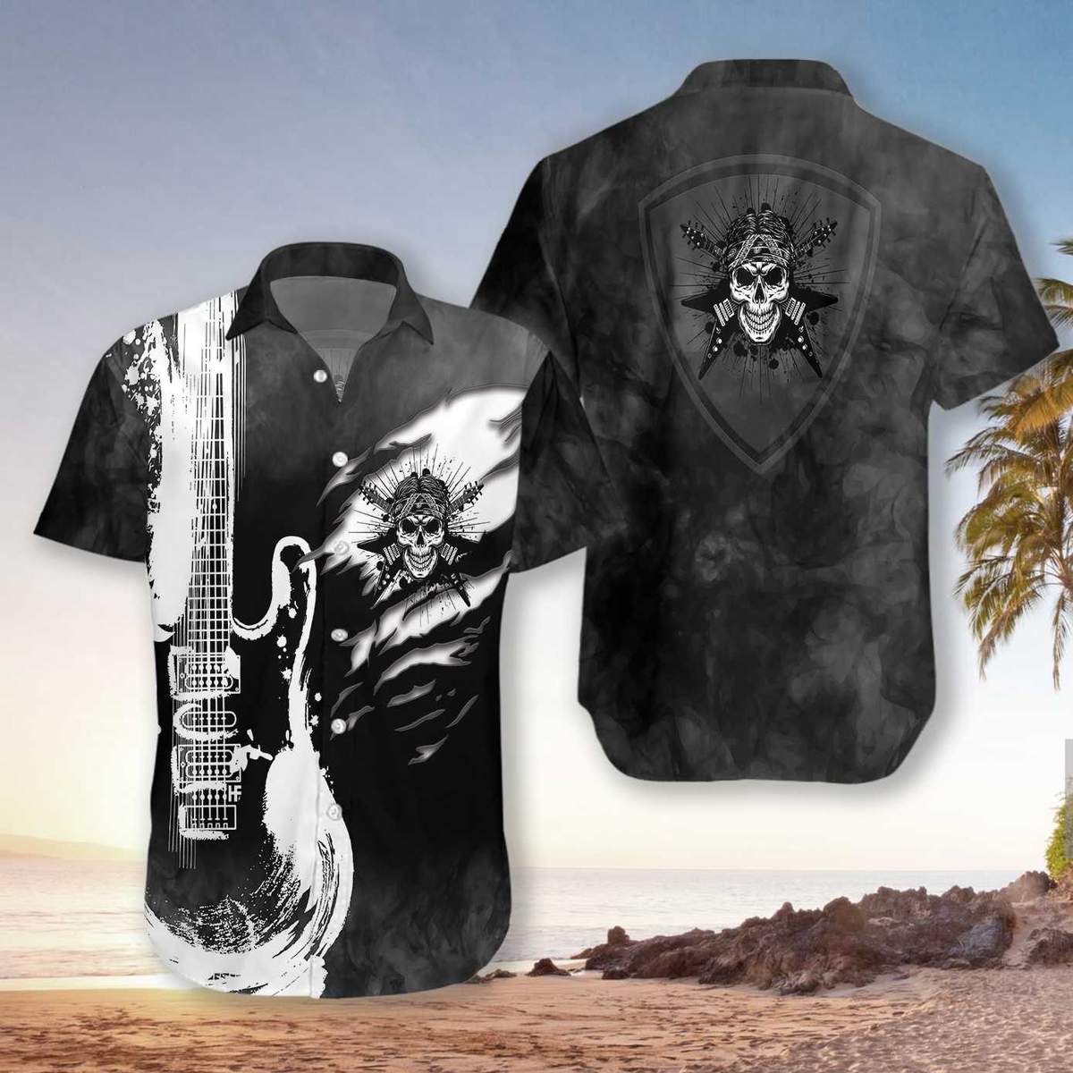 Guitar And Skull Hawaiian Shirt For Men Women