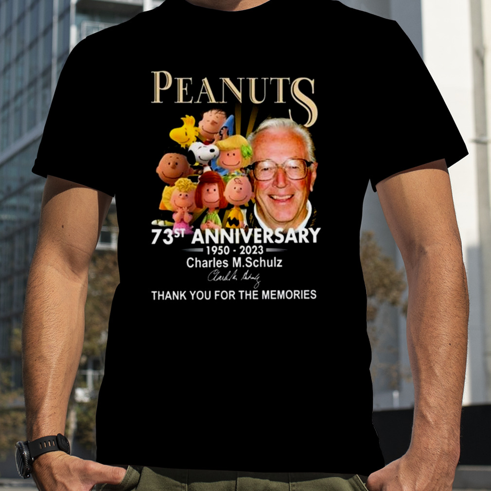 Peanuts 73st Anniversary 1950 – 2023 Charles M.Schulz Thank You For The Memories Signatures T-Shirt