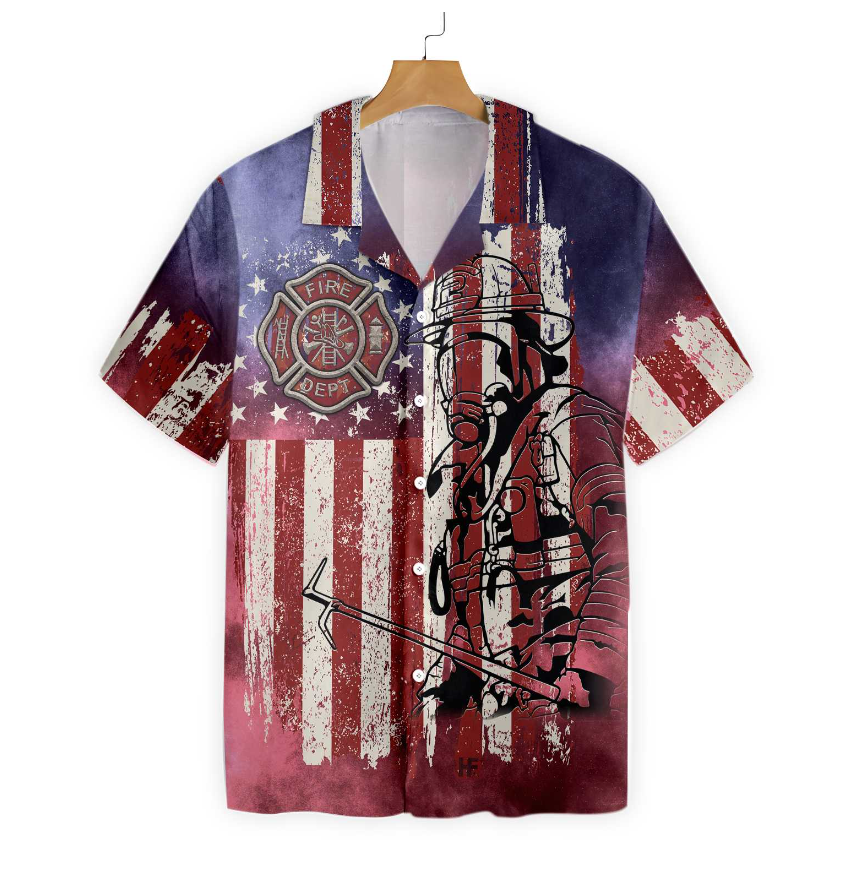 American Flag Fire Dept Firefighter Hawaiian Shirt