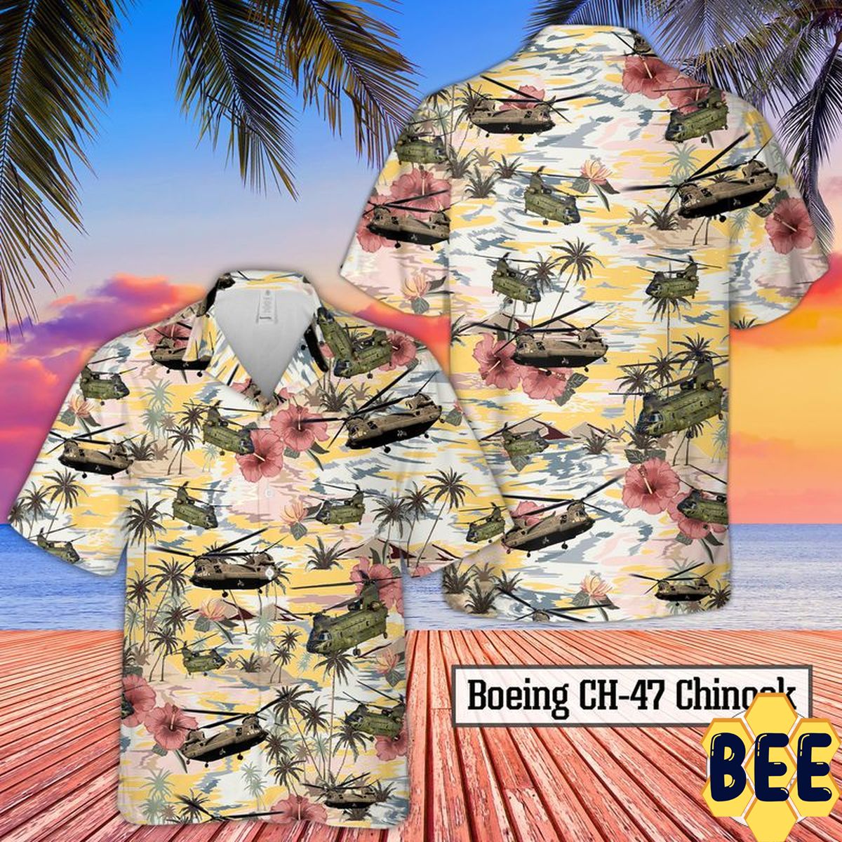 Army Boeing Ch-47 Chinook Art Trending Hawaiian Shirt-1