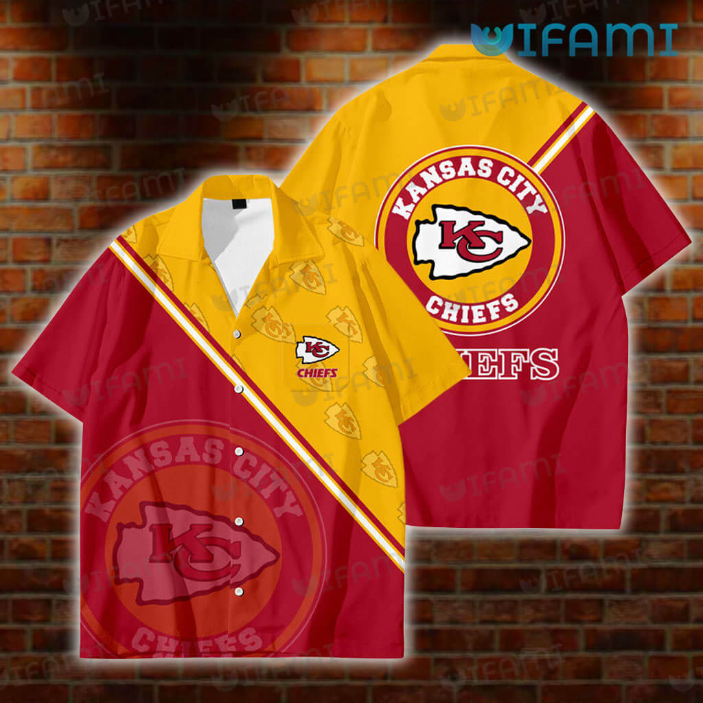 Chiefs Hawaiian Shirt Big Logo Gold Red Classic Kansas City Gift