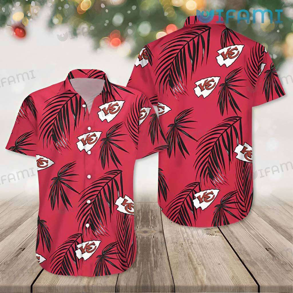 Chiefs Hawaiian Shirt Black Palm Leaves Logo Pattern Kansas City Gift