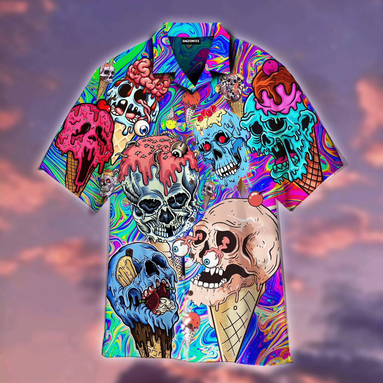 Clown Ice Cream Skull Halloween Hawaiian Shirt For Men Women Adult