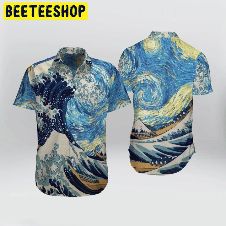 Color Art Japanese Aesthetic Ukiyoe Kanagawa Trending Hawaiian Shirt-1