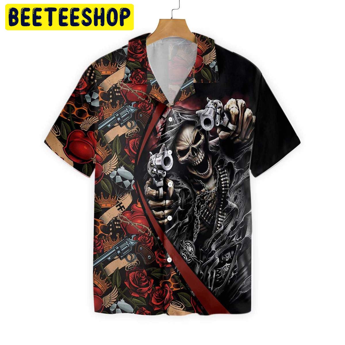 Cool Gun Skull Trending Hawaiian Shirt-1