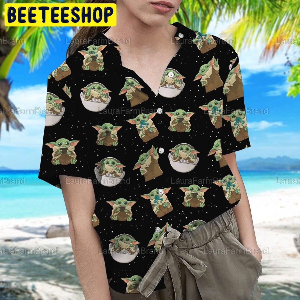 Cute Baby Yoda Summer Trending Hawaiian Shirt-1