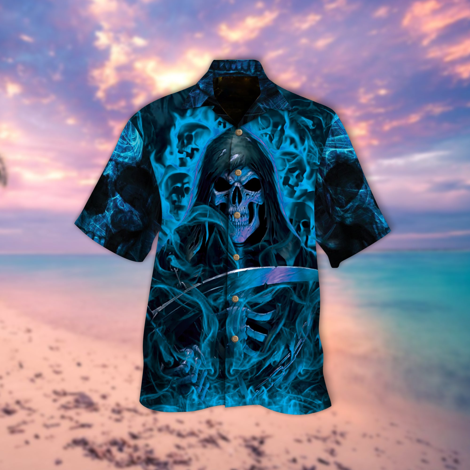 Death And Blue Skulls Hawaiian Shirt – Pp061-1