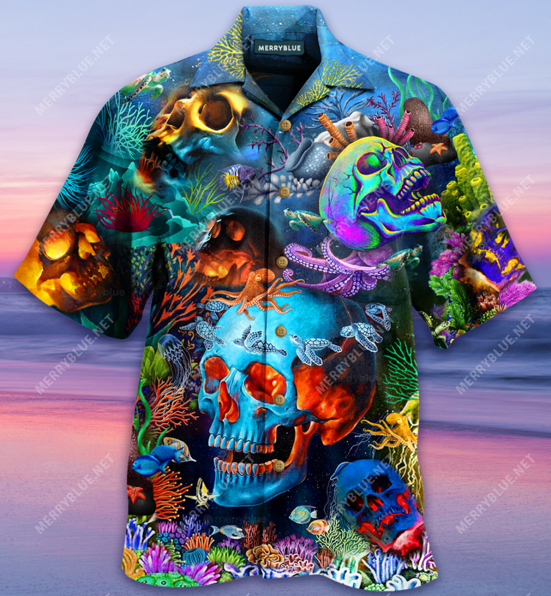 Deep In The Ocean Skull Unisex Hawaiian Shirt