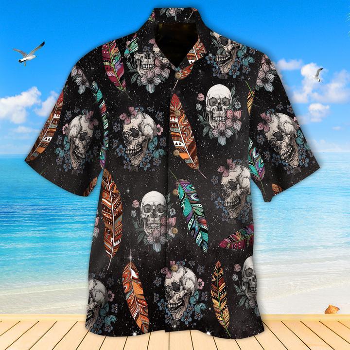Feather Skull Hawaiian Shirt For Men Women Adult