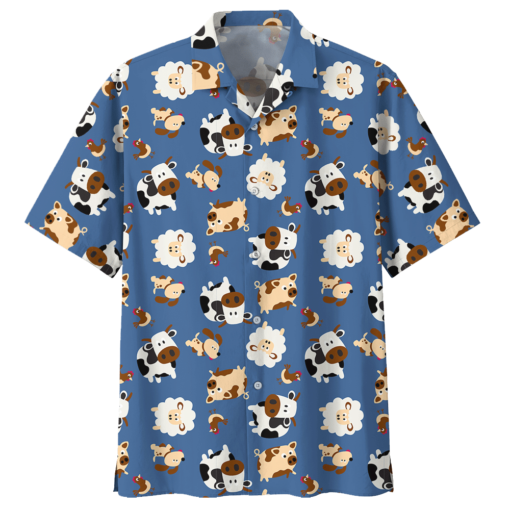 Cow  Blue High Quality Unisex Hawaiian Shirt For Men And Women Dhc17063764