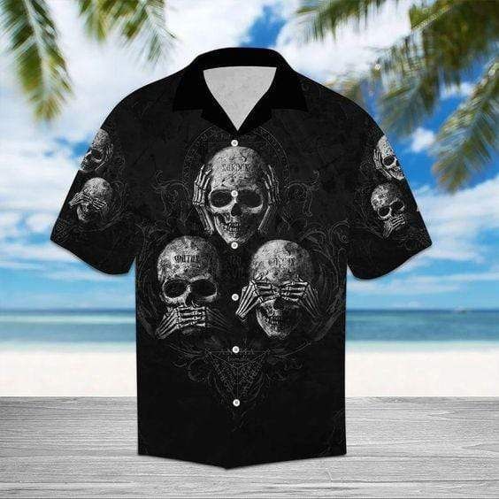 Find Hawaiian Aloha Shirts Hear Speak See Skull