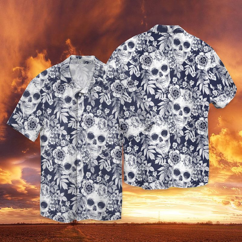 Flower Skull Cool 3d Full Print Hawaiian Shirt