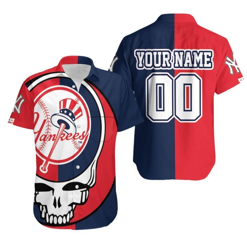 Beach Shirt New York Yankees Grateful Dead Skull Bronx Bombers Personalized Hawaiian Shirt