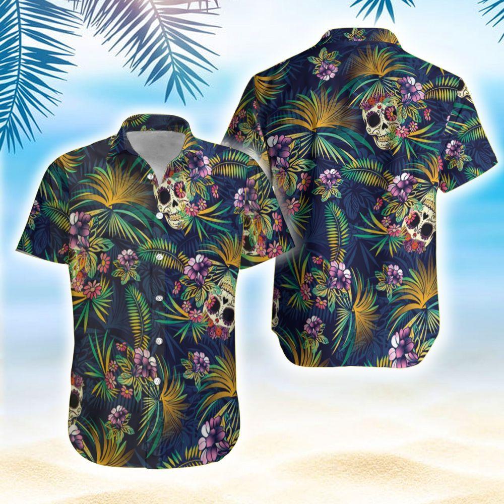 Beach Shirt Order Floral Calavera Skull Flowers Summer Vibe Tropical Hawaiian Shirt