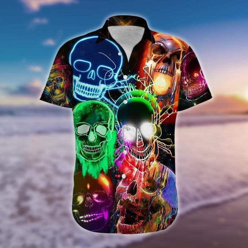 Beach Shirt Order Hawaiian Aloha Shirts Awesome Glowing Skull