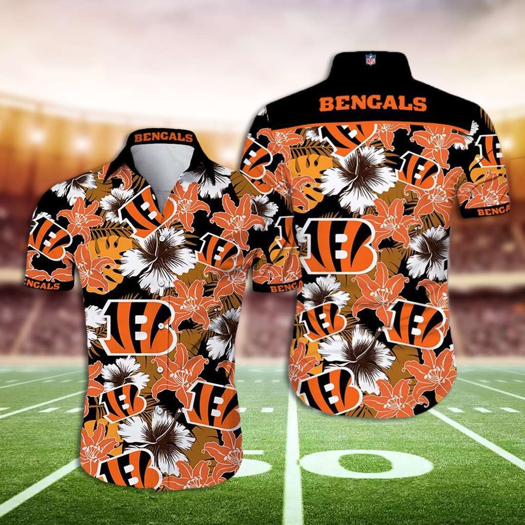 Bengals Hawaiin Shirt Cincinnati Bengals Tropical Flower Hawaiian Shirt