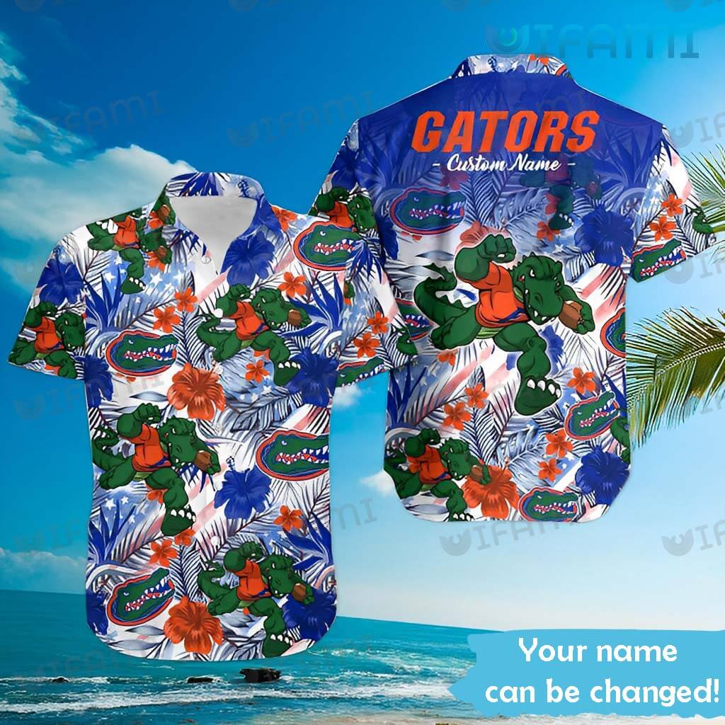 Gators Hawaiian Shirt Mascot Colorful Tropical Flower Custom Florida Gators Gift