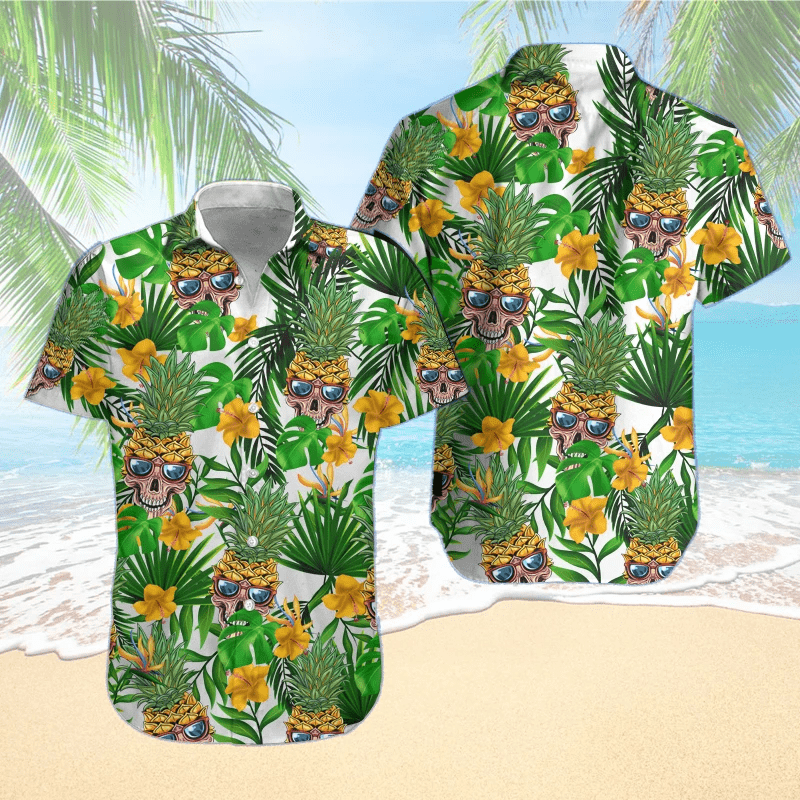 Hawaiian Aloha Shirts Skull Pineapple Tropical