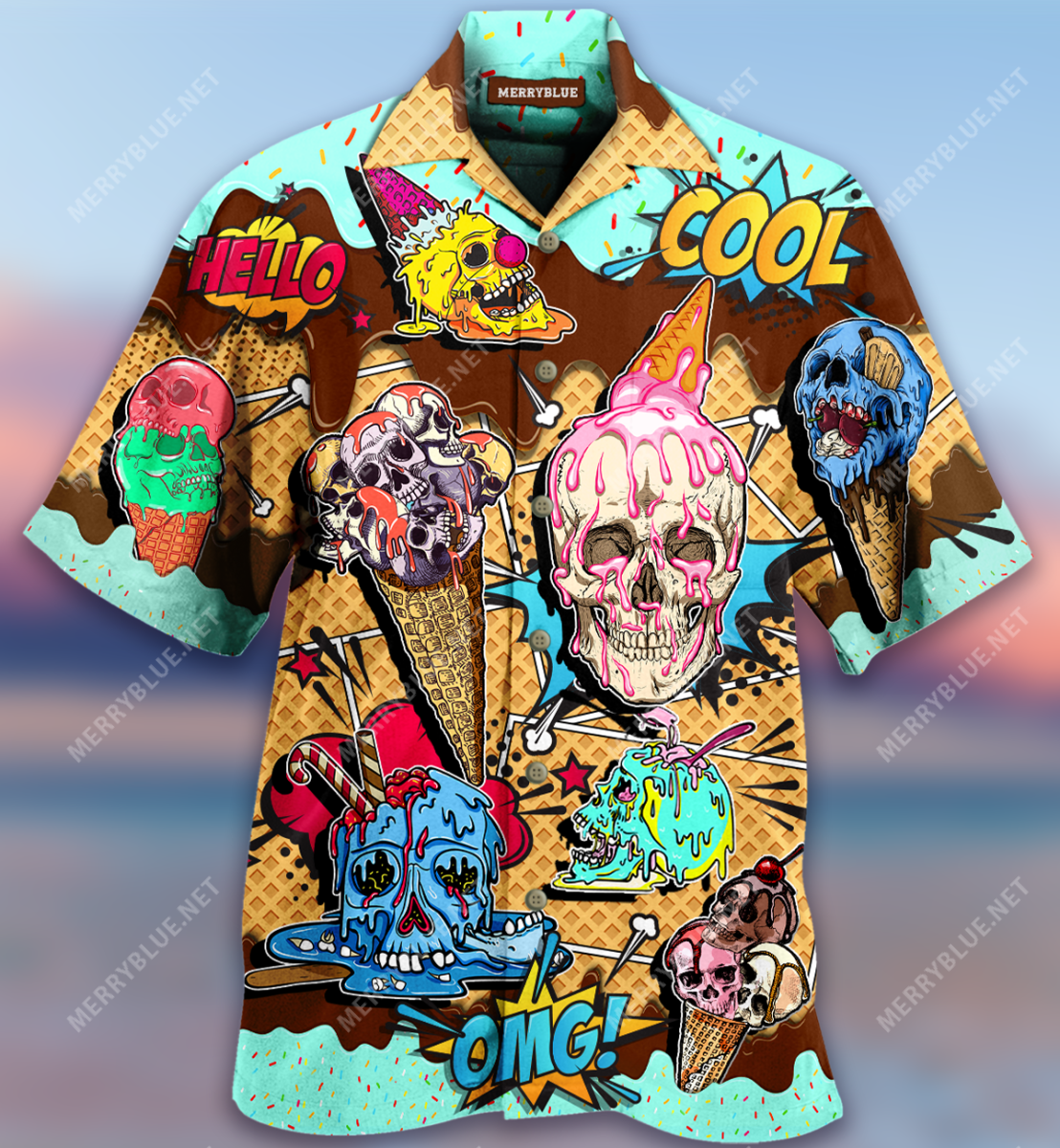 Ice Cream Skull Unisex Hawaiian Shirt