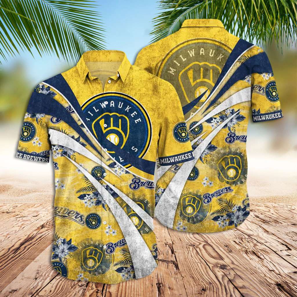 Milwaukee Brewers Hawaiian Shirt Palm Tree Vintage Hawaiian Shirts