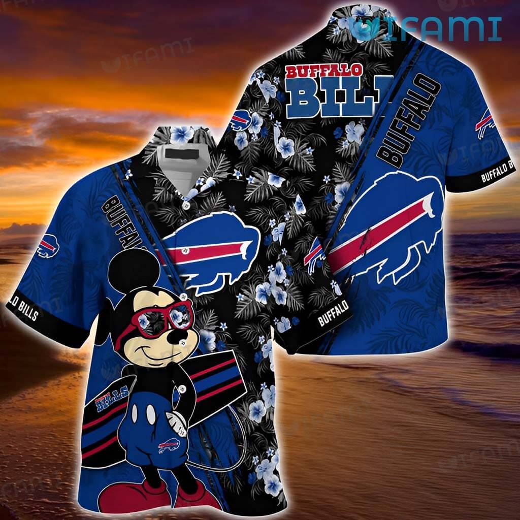 Buffalo Bills Surfboard Parttern Mickey Mouse Flower Hawaiian Shirt -  Freedomdesign