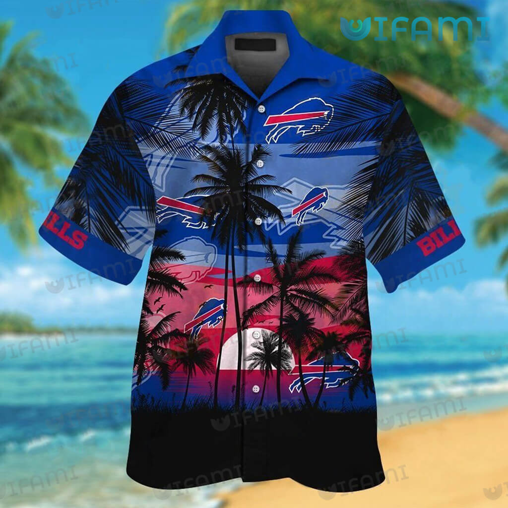 Black Cat Tropical Flowers Buffalo Bills Hawaiian Shirt - Limotees