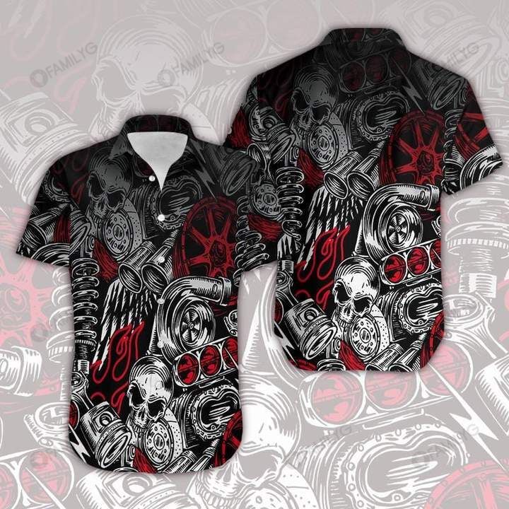 Hawaiian Motorcycle Shirts – Motorbike Skull Art Hawaiian Shirt