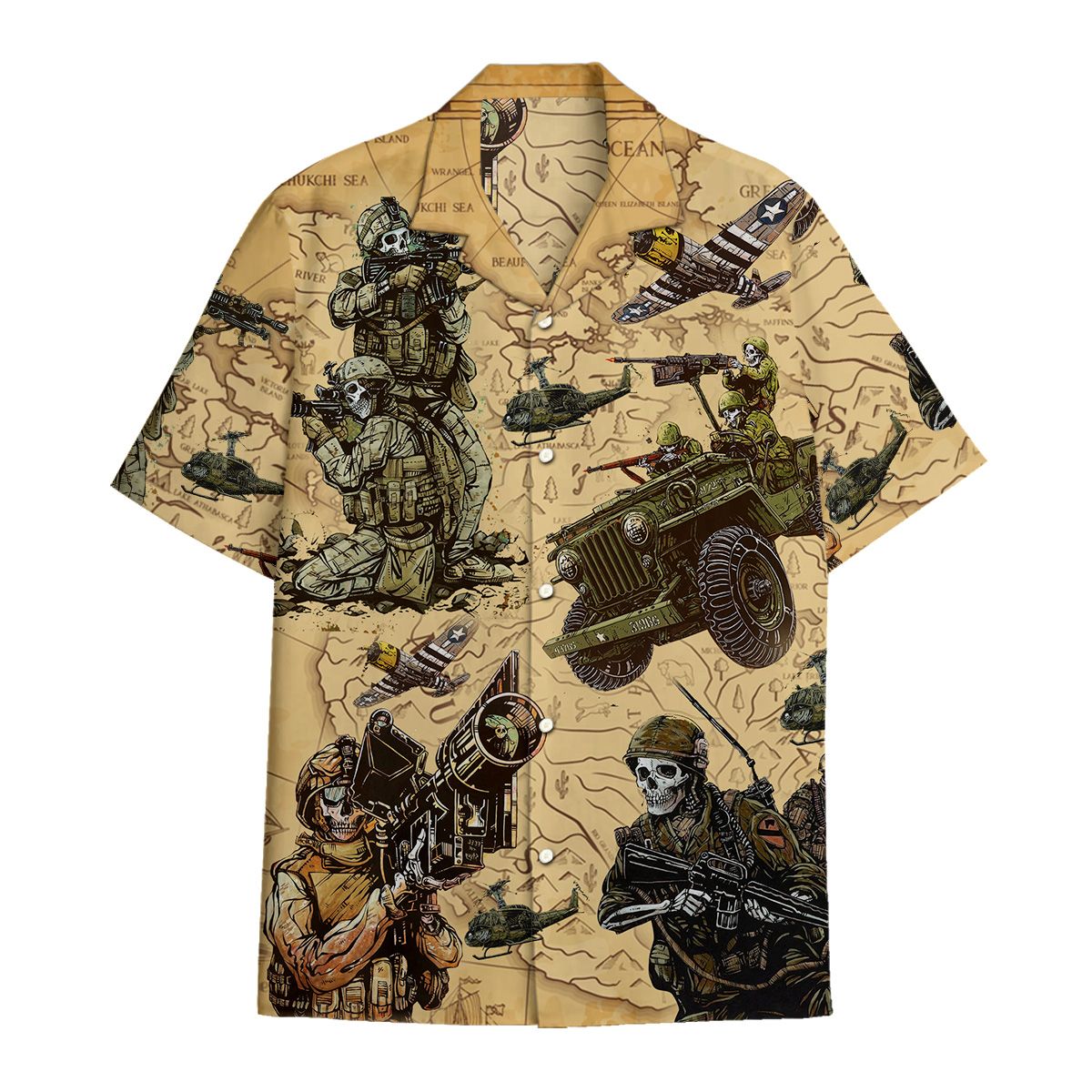 Hawaiian Shirt Skull Army Hawaiian Shirt For Men Hawaiian Shirt