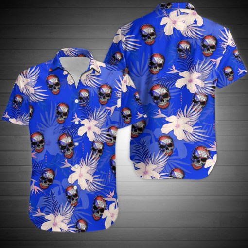 Hawaiian Shirts For Men Skull Blue Puerto Rico Men Shirt