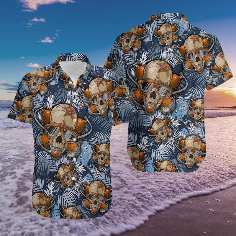Hawaiian Shirts Skull Diving 809h-1