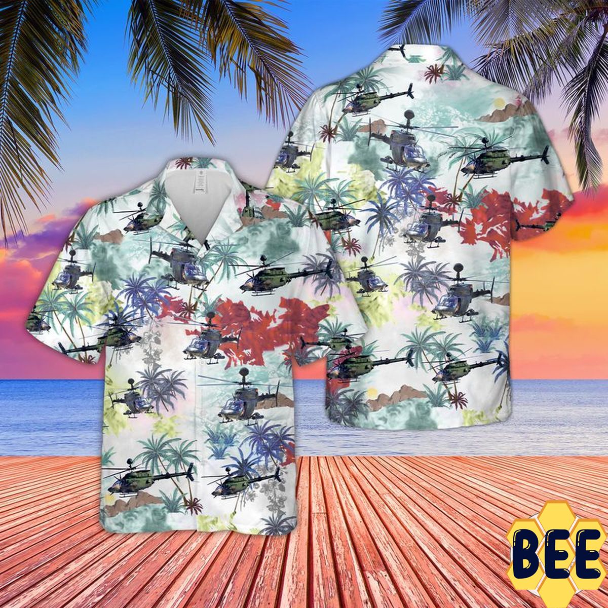 Helicopter Army Colorful Trending Hawaiian Shirt-1