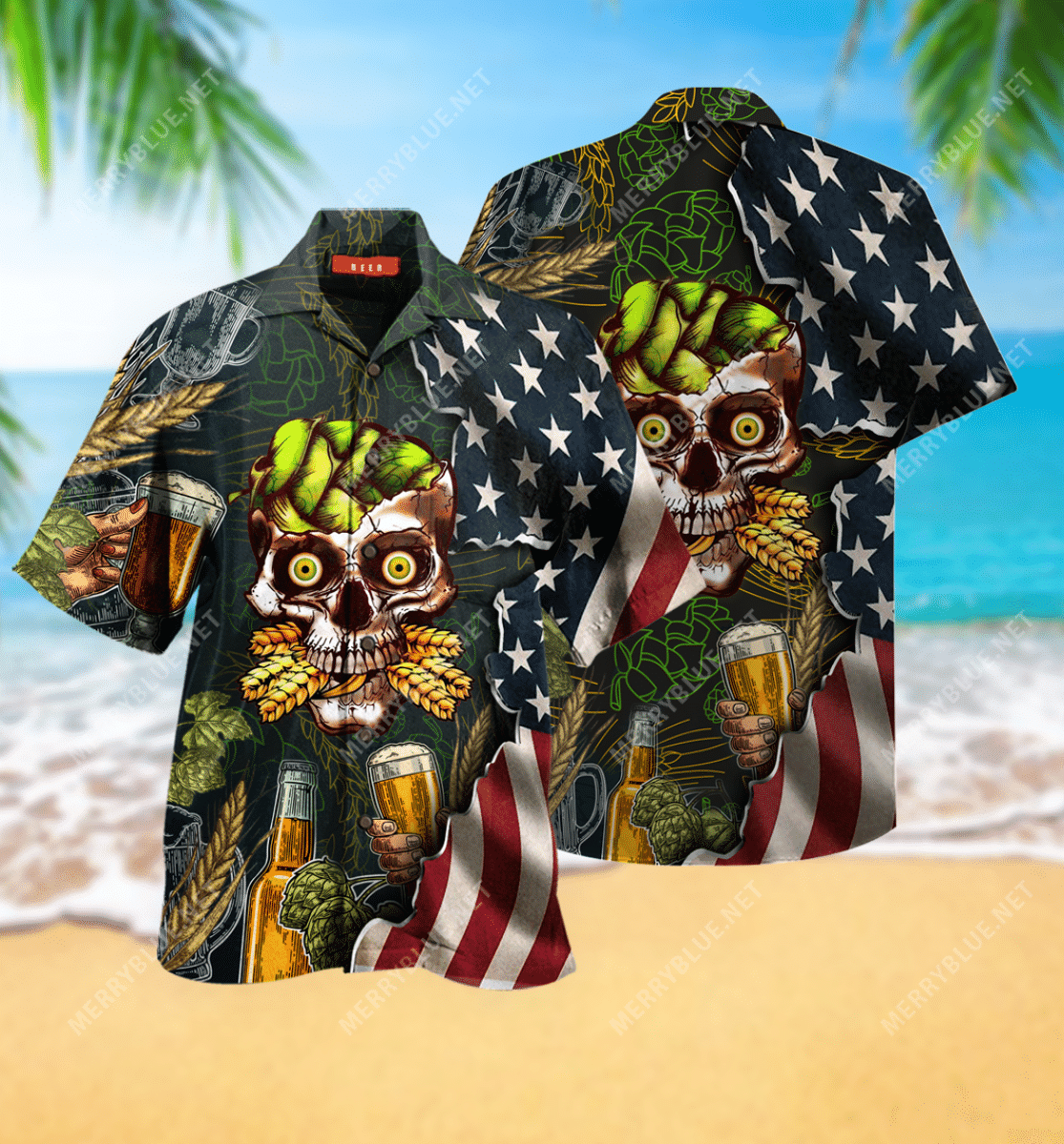 High Quality Beer Skull Unisex Hawaiian Shirt