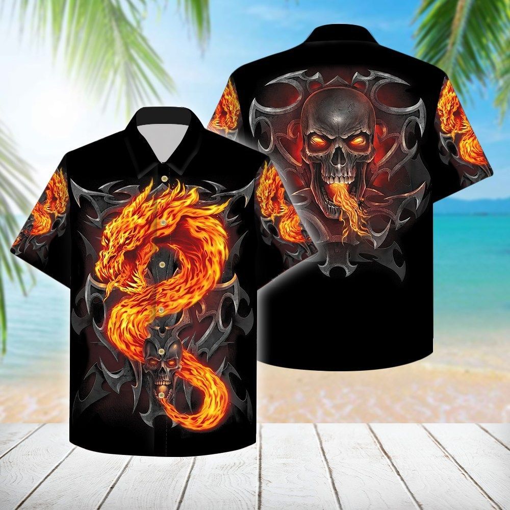 High Quality Skull Dragon 3d All Over Hawaiian Shirt