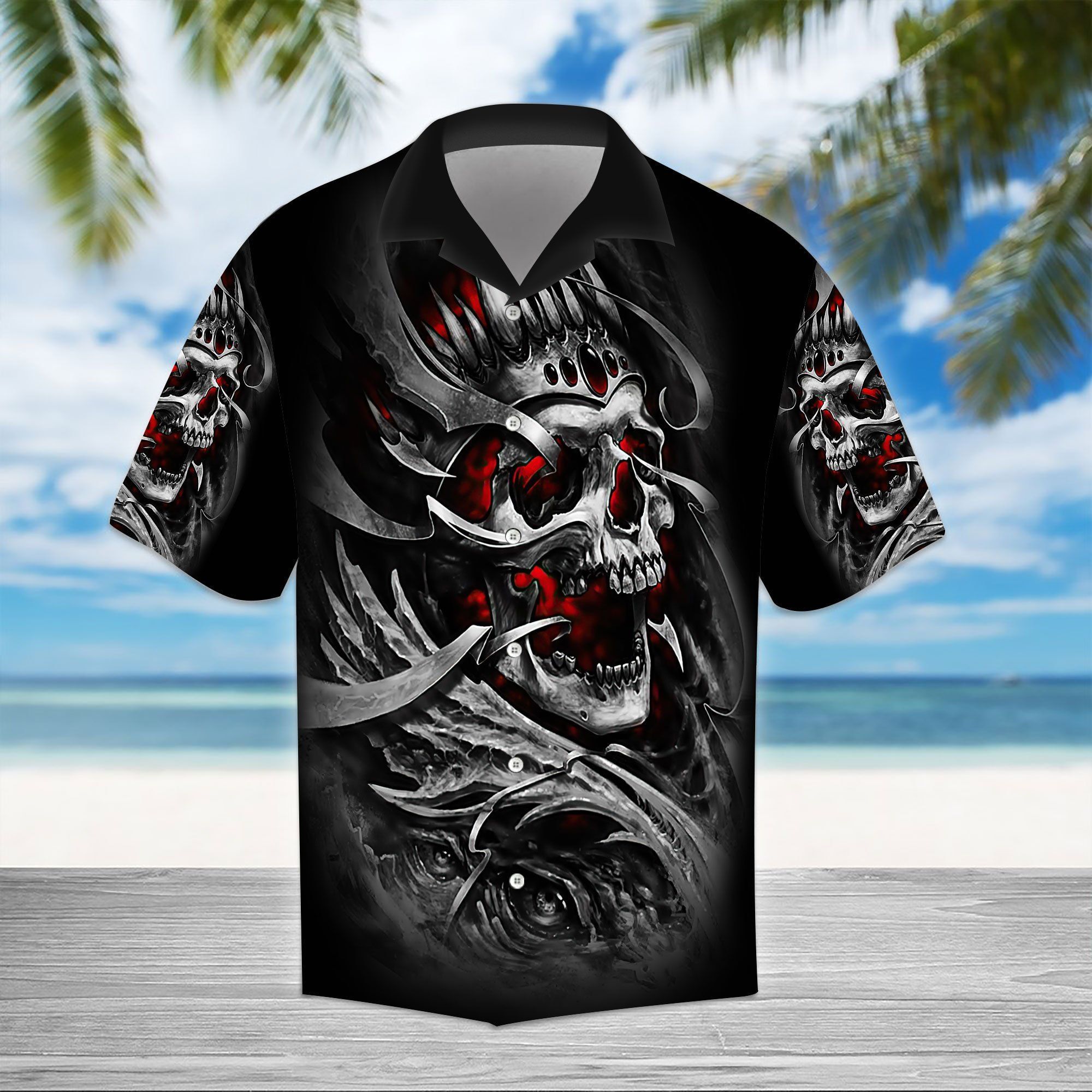 High Quality Skull King Skull 3d All Over Hawaiian Shirt