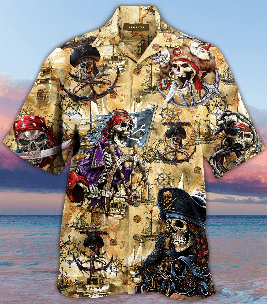 Higozy Amazing Pirate Skull Unisex Hawaiian Shirt