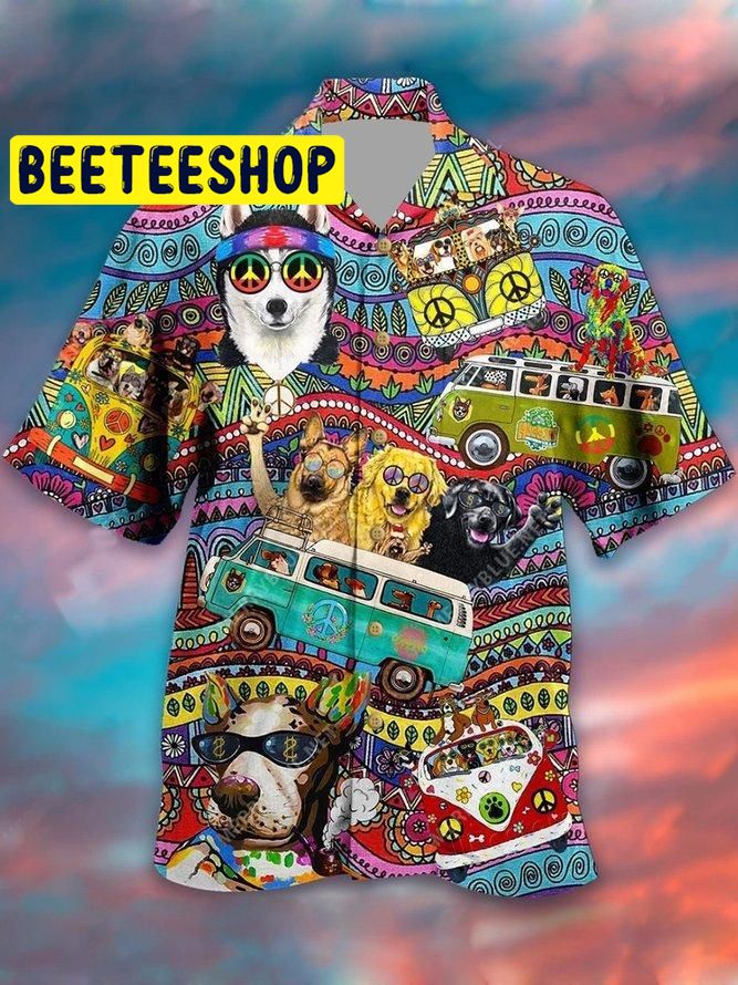 Hippie Husky Dog Hawaiian Shirt-1