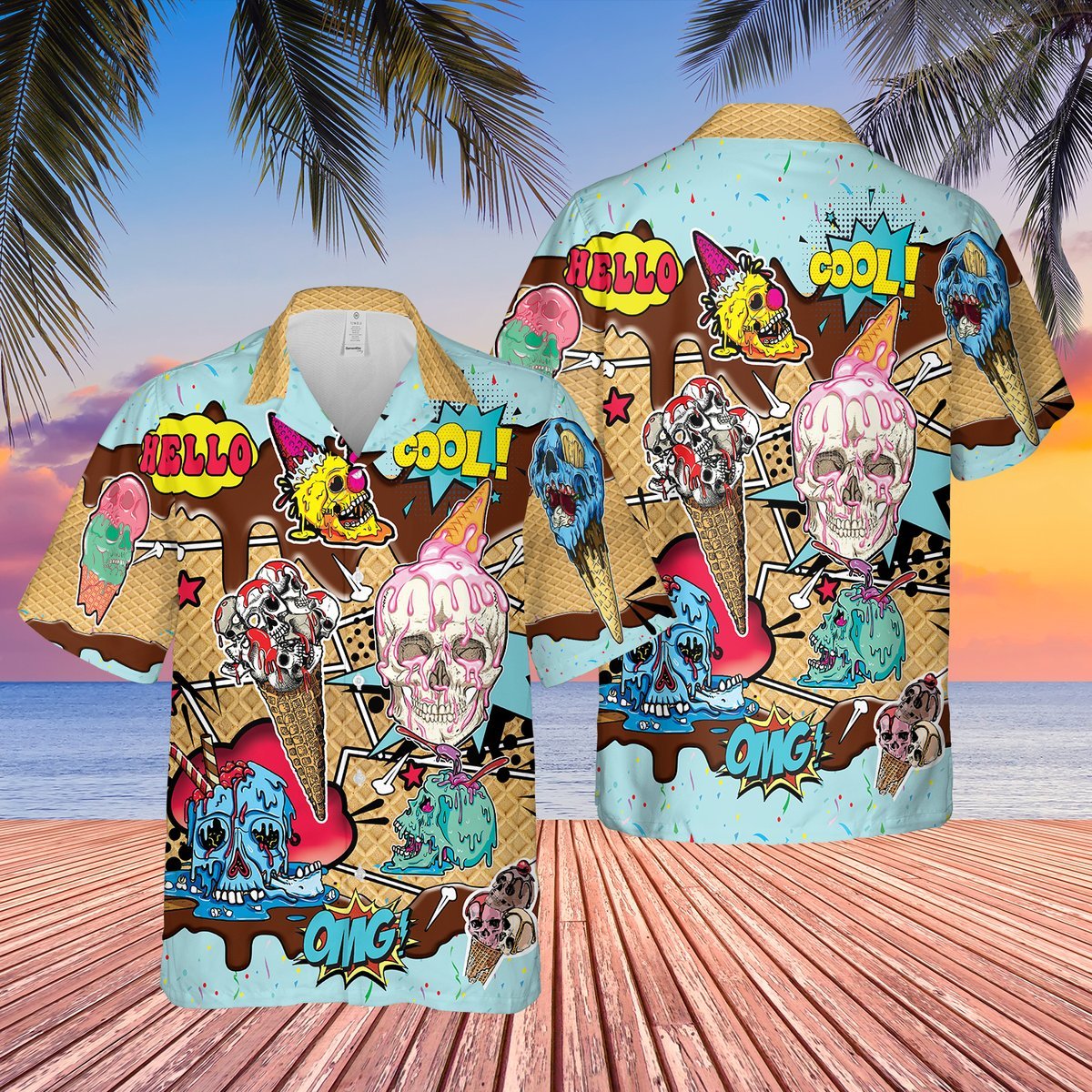 Ice Cream Skulls Hawaiian Shirts Hawaiian Shirt