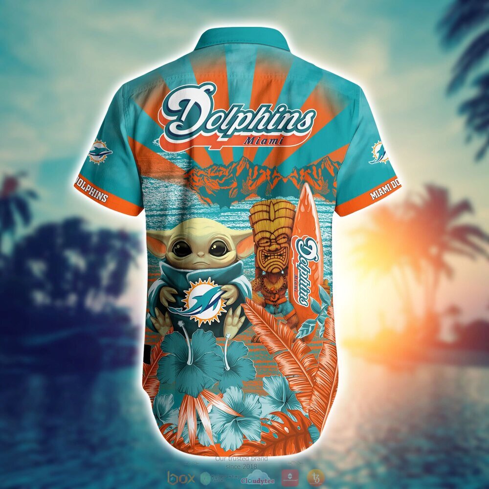 Miami Dolphins Summer Short Sleeve Tops Swim Trunks Set Travel