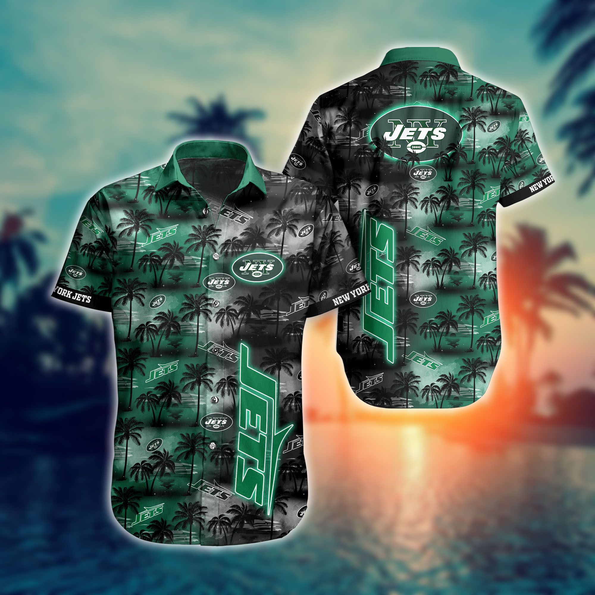 New York Jets Nfl Hawaii Aloha Full 3d Shirts-1