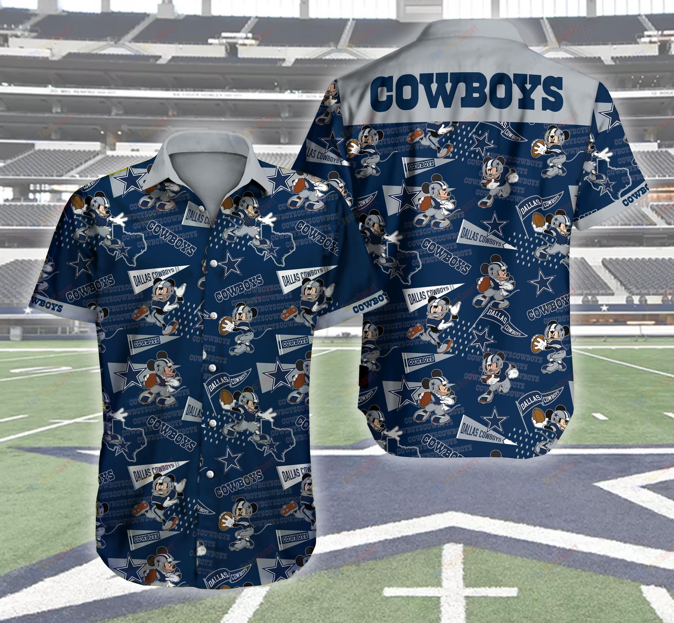 Nfl Hawaiian Shirt Dallas Cowboys Football Logo Mickey Mouse 3d-1